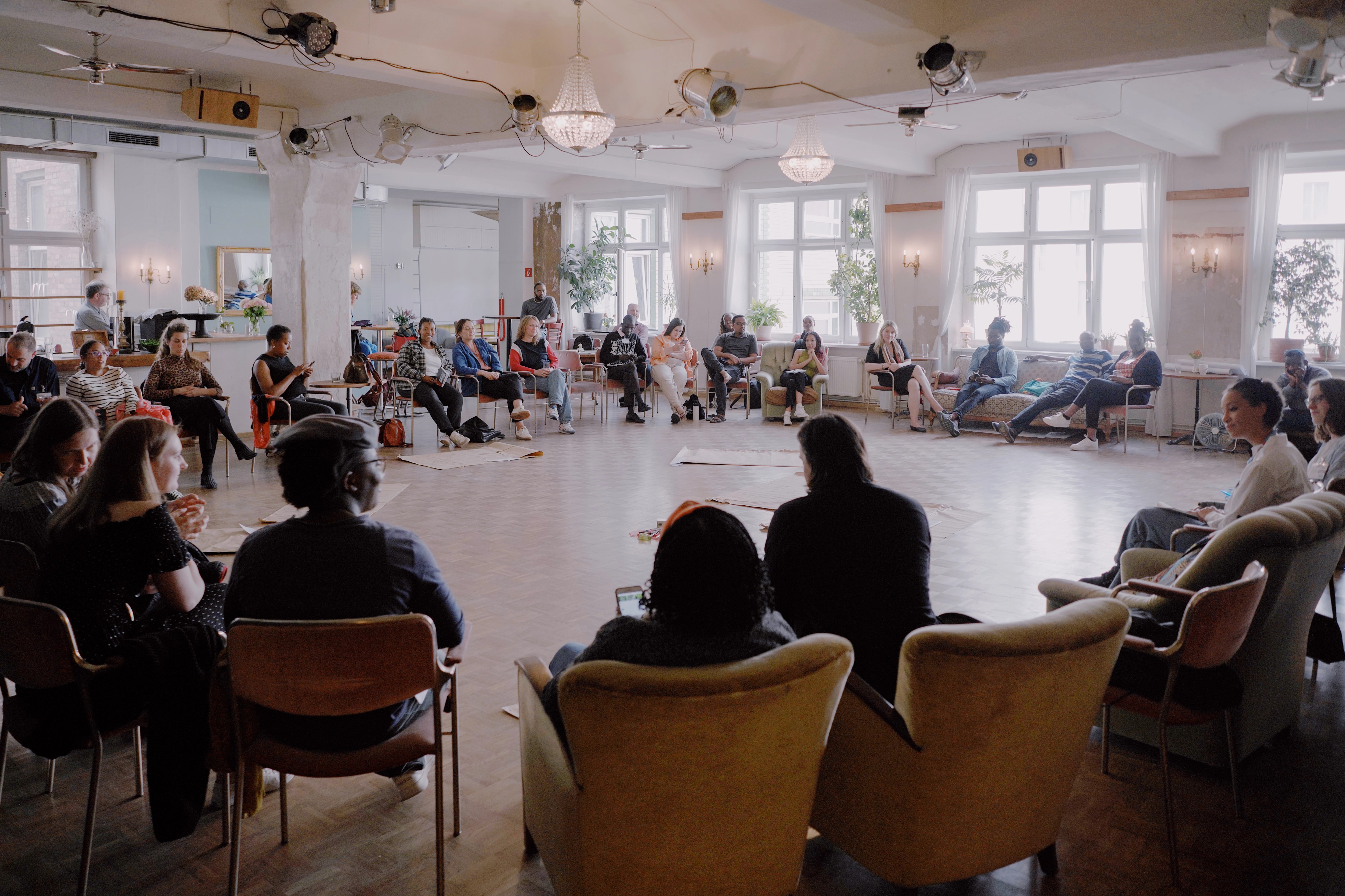 group discussion in a large circle